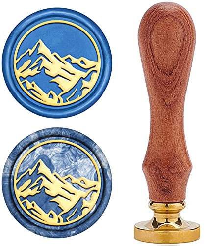 craspire Wachs-Siegel-Stempel, Jahrgang Wachssiegelstempel Berg Retro Holzstempel Abnehmbar Messingkopf 25 mm Für Hochzeit Umschläge Einladungen Verschönerung