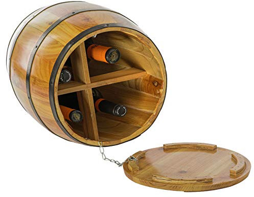 Vintiquewise Weinfass mit 4 Fächern, mit abnehmbarem Deckel, Braun