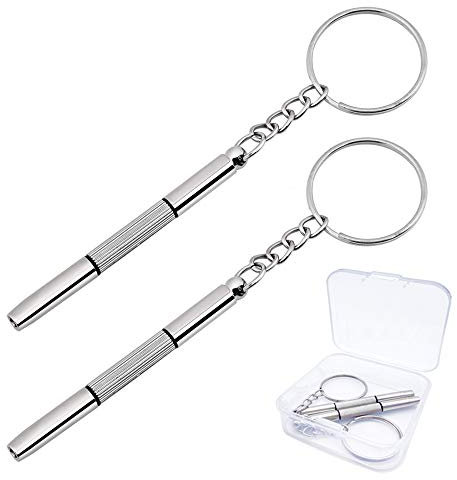 Cacciavite per Occhiali, Portachiavi Mini Cacciavite Multifunzione 3 in 1, Per Occhiali, Sole, Orologi, Gioielleria, 2 Pezzi