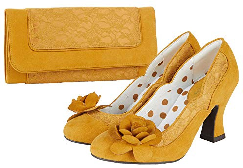 Ruby Shoo Women's Chrissie Mid Heel Court Shoes with Corsage & Matching Tirana Bag
