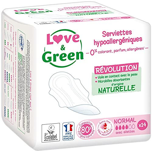 LOVE & GREEN - Serviettes Normales Naturelles 0% X14 - (Lot De 3)