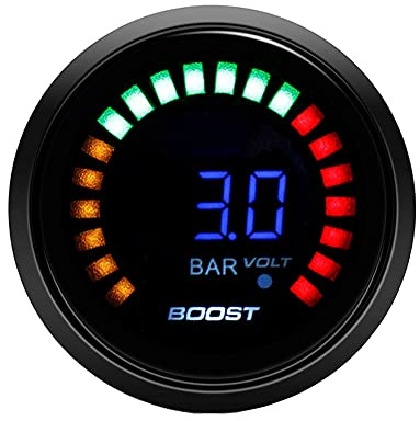 ETOPARS Automotor Kfz 2 Zoll 52mm Rauch Len Digital Turbo Boost Messgerät | Fahrzeug Ladedrucka Gauge Meter Instrument Bar 20 Lichtanzeige Rennmesser