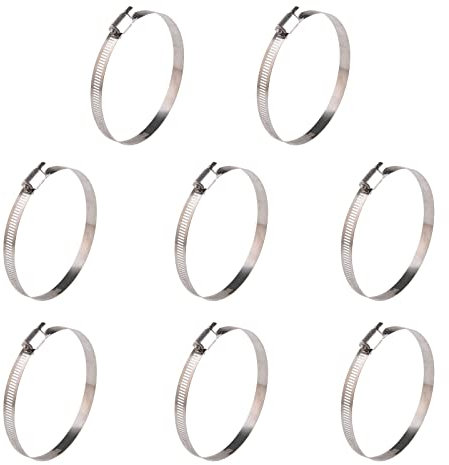 Winlong Stainless Steel Hose Clamps 4'', 8PK Worm Gear Drive Hose Clamps SAE 72 Clamping Range 3 to 5 Inch (76-127mm) for Automotive Plumbing, 3 1/4'', 3 1/2'', 3 3/4'', 4 1/2'', 4 3/4'' Hose Clamps