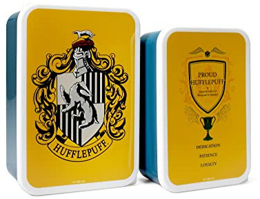 Harry Potter Hufflepuff Snackbox-Set, 2er-Set, Bento-Lunchbox für Kinder und Erwachsene, Gelb