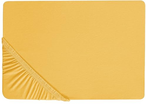 Spannbettlaken Baumwolle senfgelb 140 x 200 cm Steghöhe 30 cm mit Gummizug Janbu