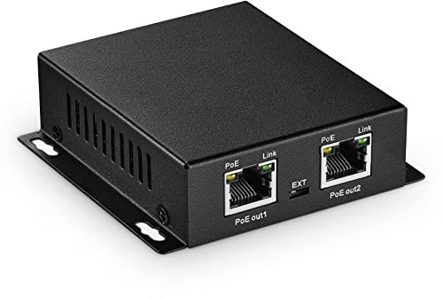 MokerLink 3 Ports Gigabit PoE Passthrough Switch, IEEE 802.3af/at/bt PoE Powered Max 60W, Hi-PoE 90W, 100/1000Mbps, 1 PoE in 2 PoE Out, Wandmontage, PoE Extender/Injector/Network Extender