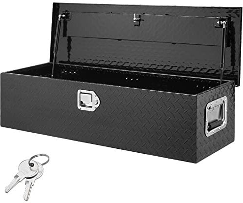 VEVOR Caja de Herramientas para Camión de Aluminio 99x33x25.4cm Caja Volcadora con Cerradura con Llaves y Asas Laterales para Almacenamiento de Contenedores de Autocaravanas Remolque Negro