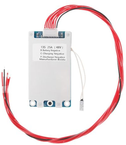 Bisida 13S BMS 48V 25A Li-Ion PCB Schutzplatine mit Balance-Draht und NTC, zehn funktionale Schutzfunktionen, geteilte Anschlüsse, für Lithium-Ionen-Akku-Pack (13S, 48V, 25A)