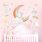 DECOWALL SG2-2313 Regenbogenmond Wolken Wandtattoo Kaninchen Wandaufkleber für Kinderzimmer Heimdekoration Kunst Babyzimmer Jungen Mädchen Farbe Spielzimmer Schlafzimmer niedlich