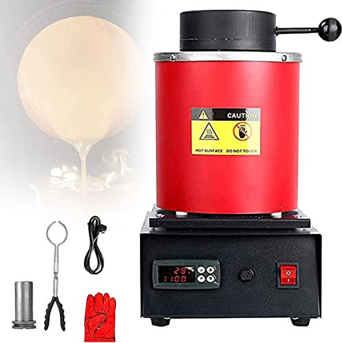 Horno De Fusión De Oro De Mesa Eléctrico De 1800 W, Horno De Fusión De Oro Comercial Horno De Fusión De Metal Pequeño De Alta Temperatura con Crisol De Grafito, para Fundición
