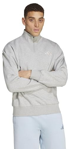 adidas Felpa da uomo All SZN in pile con zip a un quarto, grigio mélange, M