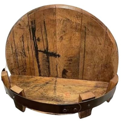 LOVEMETOO Handmade Liquor Bottles Display, 30 cm Wall Mounted Wooden Wine Rack, Vintage Round Wine Shelf, Whisky Display, Whisky Barrel Shelf, Wine Storage Rack, Bar Shelves