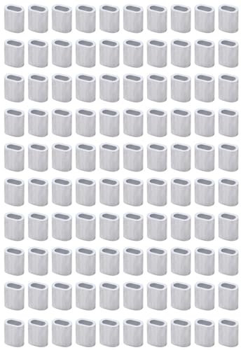 Lot de 100 manchons à sertir pour câble métallique, 0,5 mm, virole elliptique en aluminium, manchons à sertir pour fixation de fils/cordes/câbles