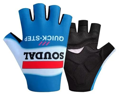 SGCIKER 2024 Pro Team SOUDAL Quick Step Fahrradhandschuhe, Herren Stoßdämpfung Sommer Halbfinger Sport Fahrradhandschuhe Gel (L)