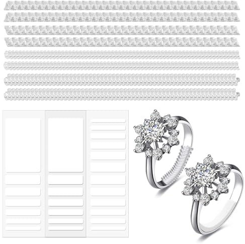 Amaxiu Unsichtbarer Ringgrößenversteller für lose Ringe, 46 Stück, Spiralringversteller passend für breite Ringe Schmuck Spiralringspanner Abstandshalter Ringschutz Resizer (Transparent)