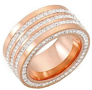 Bihsilin Damen Ringe Edelstahl, Rosegold Ring Personalisiert Breit 11MM mit Zirkonia Bandring Trauringe Hochzeit Ringe Frauen Nickelfrei Gr.60 (19.1)