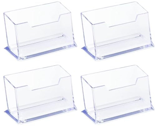 VYIBPDY 4 Pezzi Porta Biglietti da Visita,Biglietti da Visita Acrilico Trasparente,Porta Biglietti da Visita da Tavolo e Scrivania 10 * 4.5 * 4.5cm