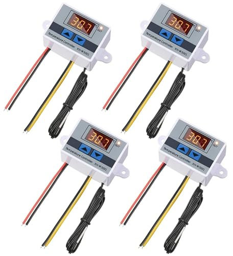 COKYIS 4Pc XH-W3001 Digital Temperature Controller Module Thermostat Switch Waterproof Probe Electronic Thermostat 12V 10A 120W