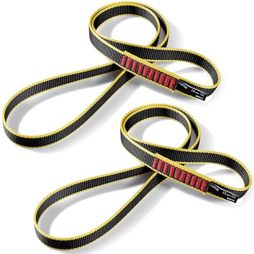 KINGTLE 20MM Nylon Climbing Sling Runner 22kN CE1019/EN566 UIAA Certified,Rock Climbing Webbing Straps for Rock Climbing,Mountaineering, Rappelling (60cm/24inch | Pack of 2) | Rock Climbing Webbing Straps for Outdoor Climbing, Rappelling, Swing, Mountaineering & Emergency Anchoring