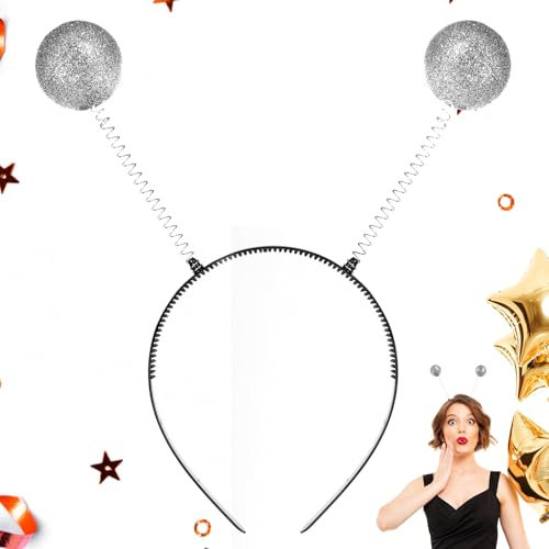 YUXIANLB Alien Stirnband für Erwachsene Frauen Glitzerndes Alien Kostümzubehör Alien Antennen Stirnband für Weltraum Mottoparty Kostüm Outfit (Silber)