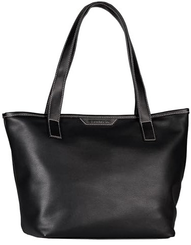 TOM TAILOR Leora Damen Shopper Umhängetasche Reißverschluss Groß Schwarz