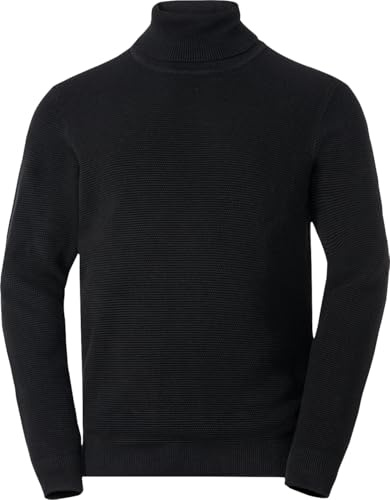 Otto Kern Pullover Herren, Rollkragenpullover aus 100% Baumwolle, Strickpullover, Pulli Herren mit luxuriöser Reiskorn-Optik, zeitlos & hochwertig, Schwarz, Gr. XL