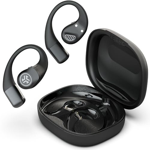 JLab Epic Open Sport Earbuds - Wireless Open Ear Headphones, Sports Earbuds with Earhooks, 30H Playtime Hook Over Ear Running Earphones, IP55 Sweat-Resistant Ear Buds, Bluetooth Multipoint, Black