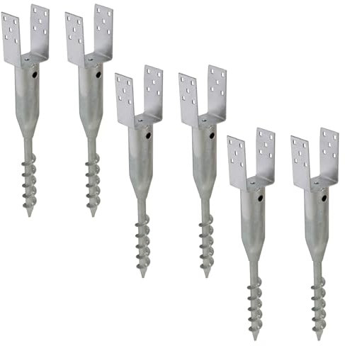 TRUTZHOLM 6x U-Profil Bodenhülse zum Einschrauben feuerverzinkt für Vierkanthölzer von 70 bis 100 mm Einschraubbodenhülse Pfostenträger Einschraubhülse Zaunbau (9x9 cm)