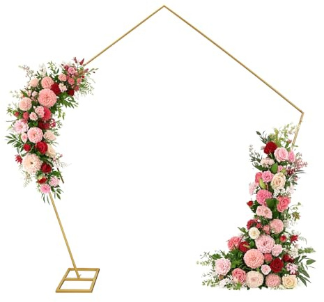 Fiita 2.5x2.5M Hexagon Hochzeitsbogen Metall Ballon Bogen Gold Stand | Hochzeit Blumen Dekor für Party, Wedding, Zeremonie, Geburtstag, Hochzeit, Abschlussfeier, Hintergrund Ständer