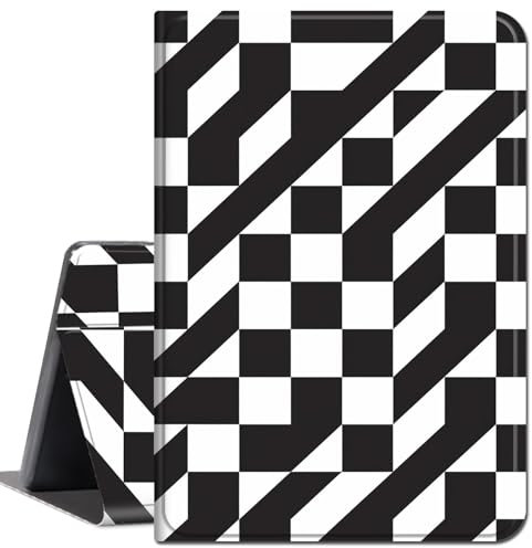 Case for iPad Mini (A17 Pro, 2024 Model, 7th Generation)/ Mini 6 (2021 Model, 6th Generation),Smart Shell Stand Cover with Auto Wake/Sleep Cases for iPad Mini 7th 8.3inch,Black White Geometric