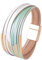 VANSZA Armband Wickelarmband Boho Lederarmband Mehrschichtige Leder Armbänder für Frauen Glücksarmband Magnetverschluss (Weiß-Grün)