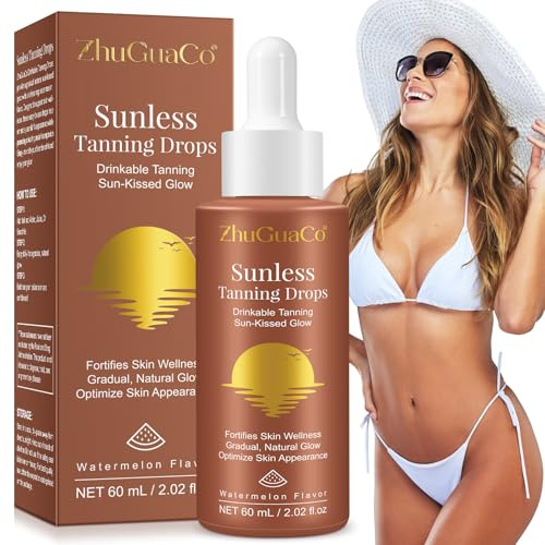 Sunless Tanning Drops für Gesicht und Körper, Bräunungstropfen zum Trinken, Bräunungstropfen Fördert die Gesundheit und Pigmentierung der Haut, Ohne Sonnenschäden, Schnelle Bräunung
