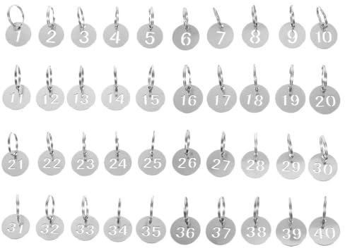 Warmhm 40 Stück Nummerierte Edelstahl Schlüsselanhänger Runde Zahlenschilder Mit Ringen Für Gepäckorganisation Schlüsselbund Und Bürobedarf