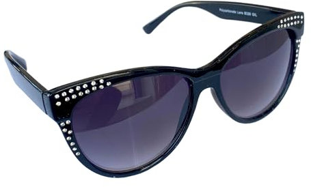 GIL-DESIGN Damenbrille Sonnenbrille Schmetterling Brille Nerdbrille mit Strass-Steinen Style M 59 (Schwarz)