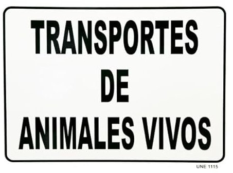 Placa para vehículos que transportan Animales Vivos