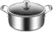Pentola in acciaio inox, 3 litri, 5 strati con coperchio in vetro temperato, interno antiaderente a nido d'ape, compatibile con tutti i piani cottura, lavastoviglie e forno