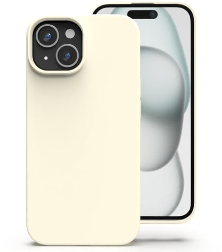 Zuvirelx Silikon Handyhülle für iPhone 15 Hülle, Weiches Griff, Dünne, Minimalistisch, Stoßfest, rutschfest, Taschenpassend - Weiß