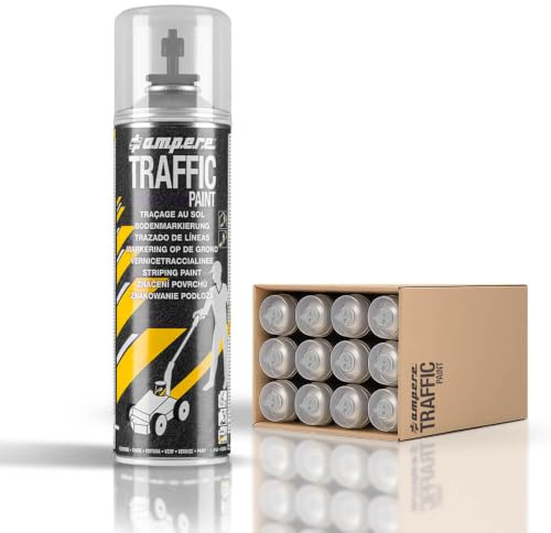 TMS PRO SHOP 12 Dosen Bodenmarkierungsfarbe AMPERE TRAFFIC PAINT, Farbe: grau, Art.-Nr. AM70ZN562 | Bodenmarkierungsfarbe | Straßenmarkierungsfarbe | Markierungsspray