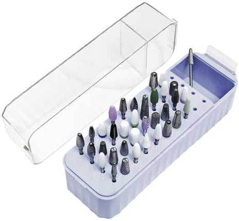 Nail Drill Bits Holder Grinding Tips, Buffing Head, Dustproof, 40-Hole | Nail Drill Bit Container for Women, Youth Girl, Home Manicure, Salon, Gel Removal, Cuticle Care, Pedicure Prep