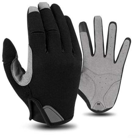 Honseadek Guanti da ciclismo touch screen per uomini e donne, dita piene, guanti da ciclismo con design traspirante e palmo antiscivolo, caldi guanti antivento per l'autunno (M blu)