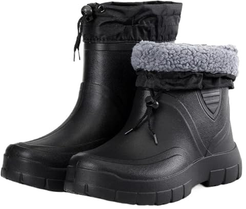 Generico Scarpe Invernali Uomo Stivali da pesca impermeabili da esterno, caldi invernali, unisex, da coppia, alla caviglia(45)