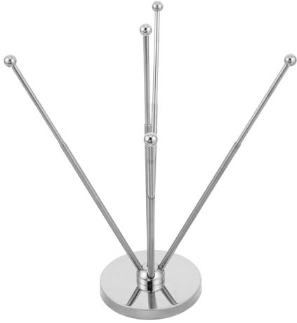 SEWOART Support de Drapeau de Bureau Ensemble de 5 Poteaux Argentés en Acier Inoxydable avec Mât Télescopique Réglable et Base Stable pour Réunions et Célébrations