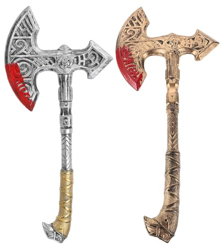 CIMAXIC Lot de 2 haches factices réalistes ensanglantées, hachette Vintage, Accessoire de déguisement en Plastique pour Mascarade, Halloween, Jeux de rôle, Carnaval et Cosplay.