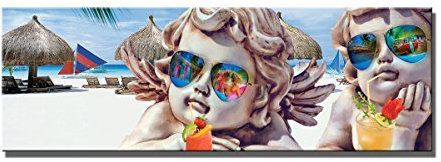 Visario 120 x 40 cm Bild auf Leinwand Engel Strand 5718-SCT deutsche Marke und Lager - Die Bilder/das Wandbild/der Kunstdruck ist fertig gerahmt