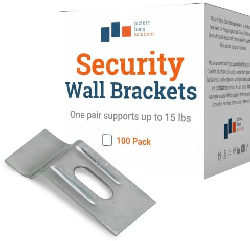 Picture Hang Solutions - Wandhalterungen zum Aufhängen von Bildern – 100 Stück – Sicherheitshalterung – T-Klammer Hardware für Holz- oder Metallrahmen