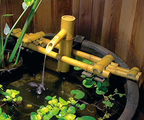 Aquascape 78308 Bambusbrunnen aus Polyresin, verstellbar, ausziehbar von 45,7 cm bis 76,2 cm lang, passt genau in Fast Jede Größe von Behältern, Garten, Maße: 38,1 cm hoch, gelb