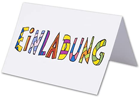 10 Einladungskarten Set mit Umschlägen DIN B6 - Bunte Schrift - 16,8 x 11,4 cm - Zeitlose Klappkarten Einladung für Kinder-Geburstag, Hochzeit, Konfirmation, Jugendweihe, Taufe, Geburt