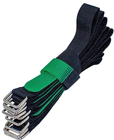 Lumonic 10x Klettbinder 300x20mm gekreuzt Schwarz Grün - Wiederverwendbare Kabelbinder aus Klettband - Zum Befestigen oder Kabelmanagement
