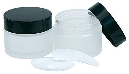 10pcs 50ml Dépoli Bocaux en Verre Pot Vide en Verre Récipient Cosmétique Avec couvercle en aluminium noir, pour Rangement Crèmes Onguents Toners,55x45x43mm