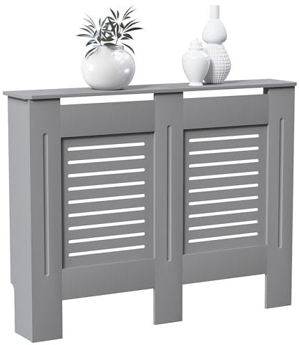 Vida Designs Milton Heizkörperabdeckung, traditionelle mitteldichte Faserplatte, grau lackierter Schrank, mittelgroß